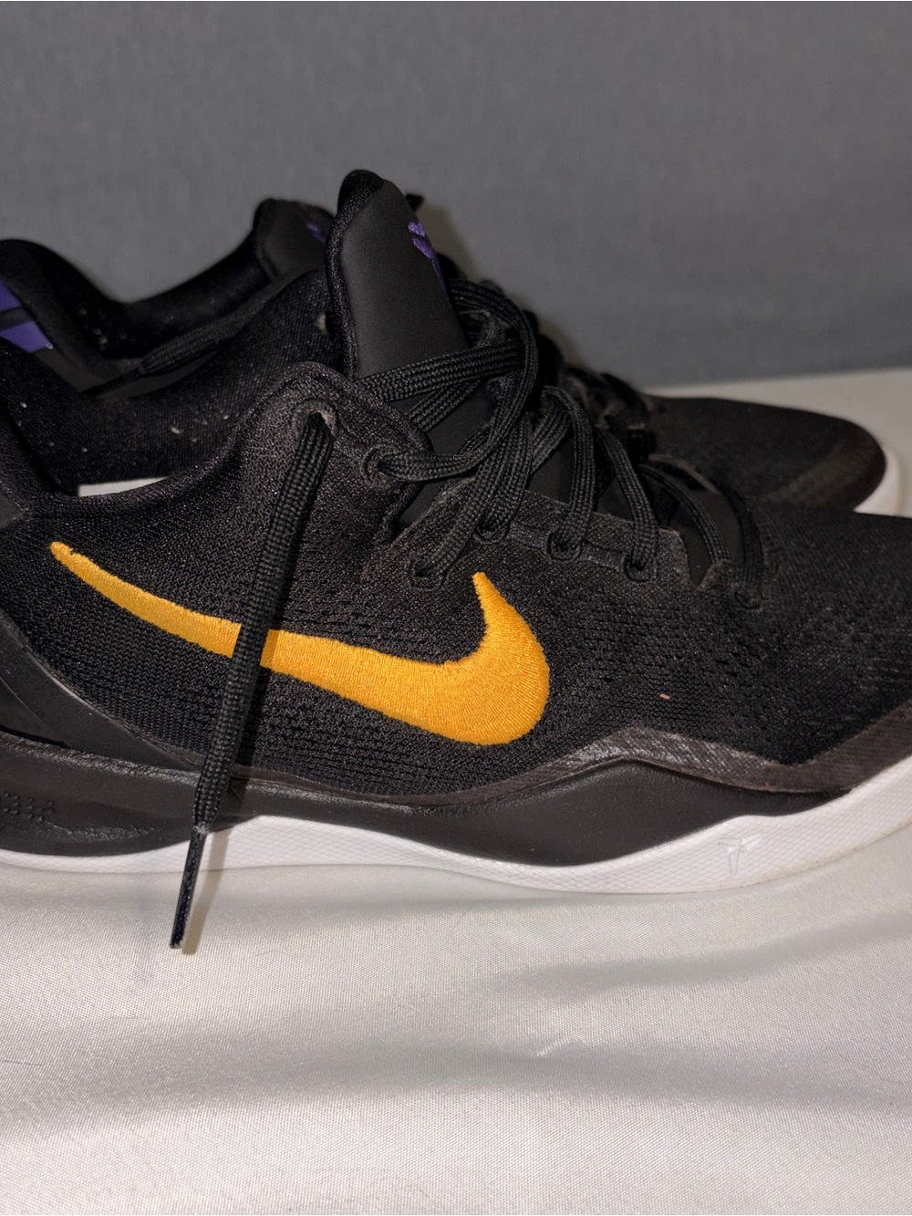 Nike Kobe 8 Protro “Lakers Away” Youth 7/W 8.5 Black Sneakers with Gold Swoosh